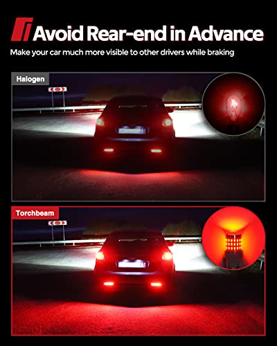Torchbeam Tail Lights Bulb Kit, 350% Brighter T15 912 Reverse Backup Lights/3157 Red Brake Parking Lights/3157 Amber Turn Signal Lights With Load Resistor For Cars Suv, Canbus-Free #TOP4