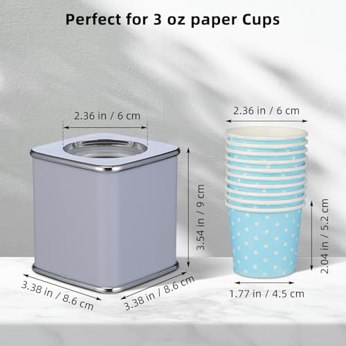 Image of DOITOOL Bathroom Cup Dispenser, 3oz Dixie Cup Dispenser with 10 Paper Cups, Dust-Proof Disposable Paper Cups Holder Mouthwash Holder for Bathroom Vanity Countertops