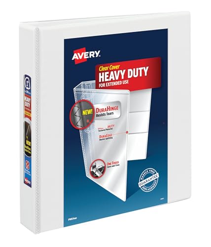 Image of Avery Heavy-Duty View 3 Ring Binder, 1.5 inch One Touch EZD Rings, 1 White Binder (79195)