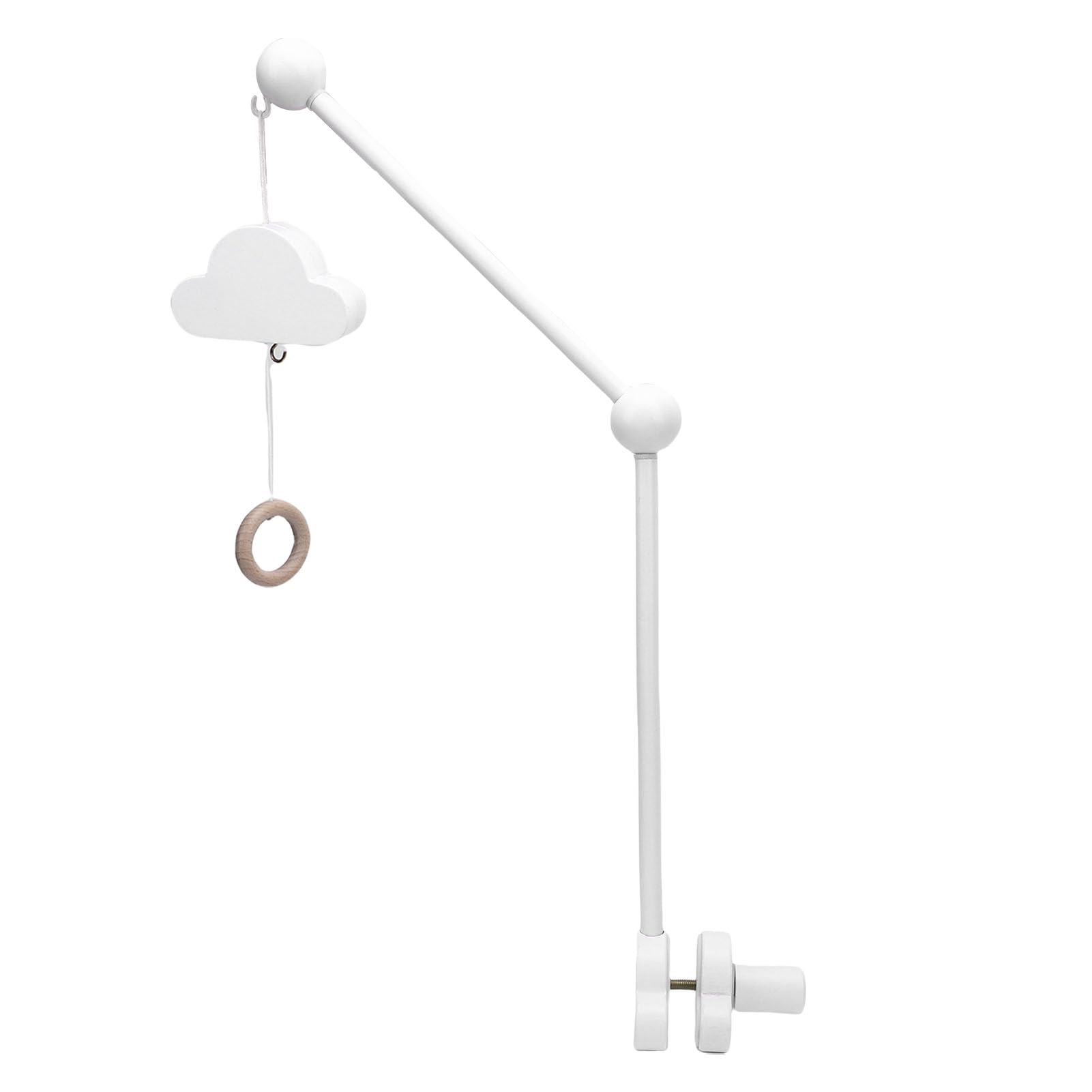 Sturdy Baby Crib Mobile Arm Beech Wood Nursery Decor Music Box Holder, Rotating Grip