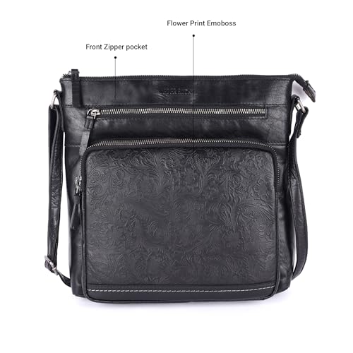 Image of LEDERBUCK Olga Women's Extra-Large Genuine Leather Crossbody Purse - Soft Triple-Zip Shoulder Bag
