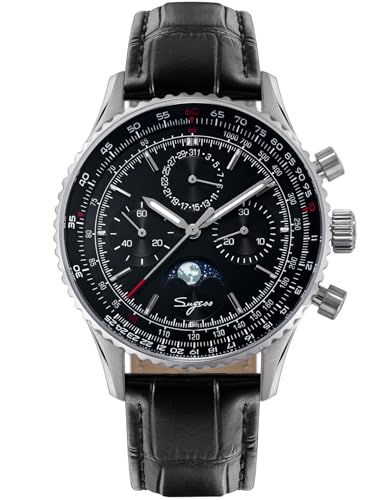 Sugess MoonPhase Master Gold Swan Neck S468.SK.K ST1908 Mechanical Chronograph Mens Wrist Watch Seagull 1963