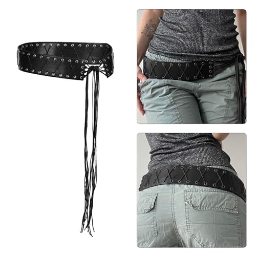 Laceup Waist Belt Waist Styling Girdle Elegant Fringed Selftied Corset Belt Lady Waiststrap Accs2