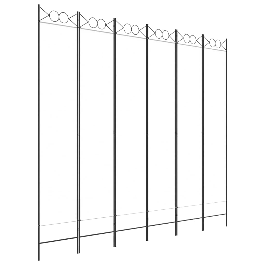 vidaXL 6-Panel Room Divider Folding Privacy Protection Screen Room Separator Paravent Wall Partition Panel Screen White 240x220 cm Fabric