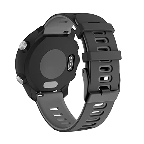 SCHIK Correa de reloj de silicona para Garmin Forerunner 245 245M 645 correa de reloj para Garmin Vivoactive 3 (color: negro gris, tamaño: Forerunner 645)