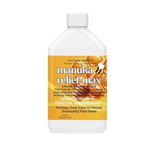 6 Pack Manuka Honey Shampoo, Folliculitis Shampoo, Seborrheic Shampoo, Anti-Dandruff & Fast Acting Shampoo, Folliculitis, Dandruff, Scalp Psoriasis, Relieve From Itchy and Dry Scalp, Soothing Scalp