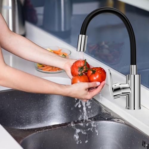Mitigeur Évier avec Bec Flexible, Robinet Cuisine Noir, Cuisine Mitigeur Rotative à 360°, Robinet de Flexible, Faucet Evier avec Deux Fonctions de Pulvérisation – Image 3