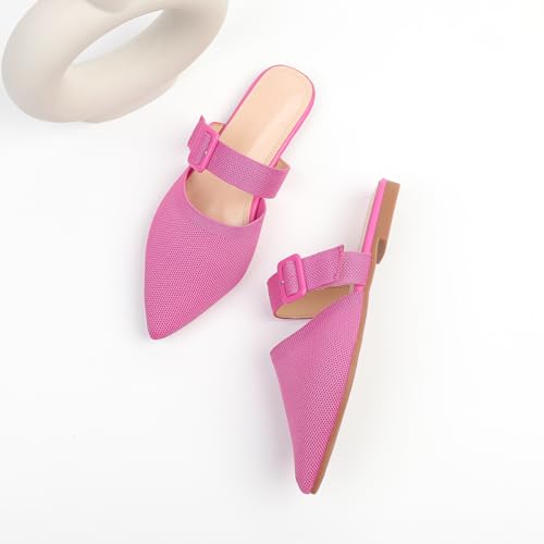 Image of Pointed Toe Mules for Women Flats，Slip On Mules Backless，Wide Width Mules，Mule Slides Flats Sandals