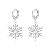 QUKE Sparkling CZ Snowflake Earrings for Women Simulated Pearls Snowflake Drop Earrings Hoops Christmas Jewellery