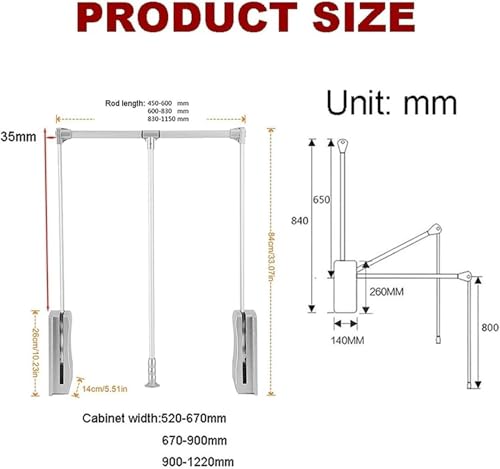 Robe pull-down et rail de levage pour optimiser les placards hauts