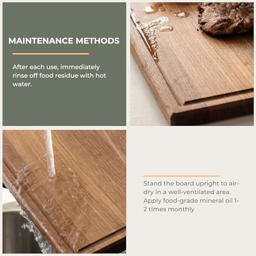 Tabla de cortar rectangular de madera nogal con surco y mango miniatura 5