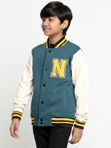 Image of Li'l Tomatoes Boys Winter Fleece Varsity Jacket | Warm Snap Button Baseball Style Sweatshirt | Casual Wear | 9-16 Years