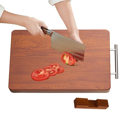 Chopping Board -Wood Cutting Board, Handcrafted Wooden Board | Large Heavy Duty Cutting Board, Anti-Slip Board with Stand,Decorative Wooden Cutting Board for Meat, Cheese Board, Vegetables, Bread