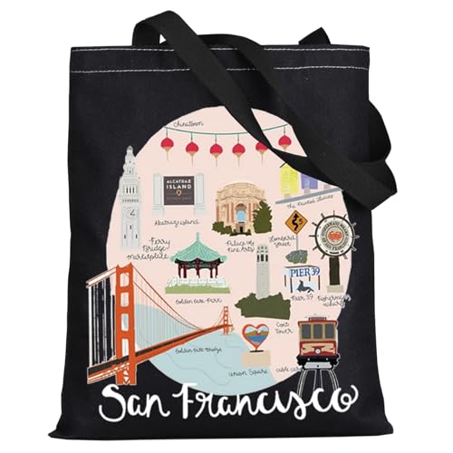 LEVLO San Francisco Trip Tote Bag San Francisco Golden Souvenir Gift San Francisco Reusable Grocery...