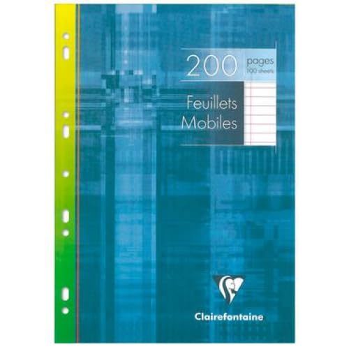Lot de 5 Feuillets mobiles Metric A4, étui de 100 feuilles perforées 90 g/m², coloris blanc, ligné 8mm + marge