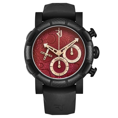 Romain Jerome Men's 'Moon Dust-DNA' Chronograph Red Dial Black Rubber Strap Automatic Watch RJ.MD.CH.703.20