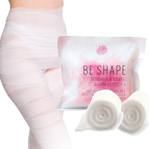 Bende Anticellulite, Drenanti - Trattamento al Sale Rosa dell'Himalaya ad azione Snellente e Detox con Attivi 100% Naturali - Bendaggi Estetici Professionali Riducenti per Gambe, Pancia e Fianchi