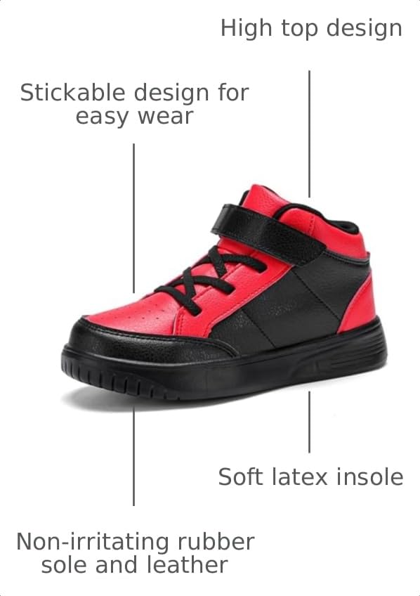 Image of Kids Sneakers Boys Running Shoes Girls High Top Casual Lightweight Classic Adjustable Strap Sneakers