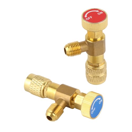 2 piezas de válvula para aire acondicionado, adaptador de seguridad flotante para refrigerantes R410A y R22, 1/4 pulgada miniatura 5