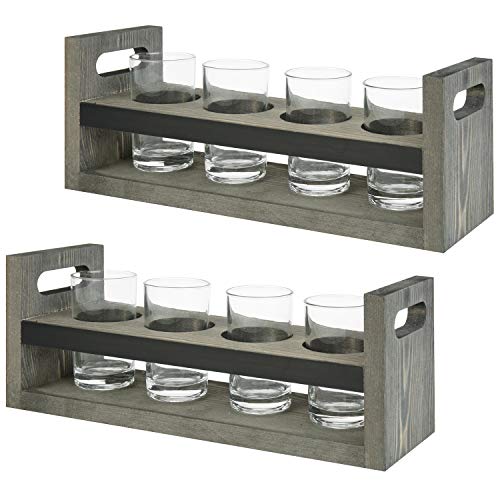 Mygift Beer Flight Glasses And Board Set Includes Vintage Gray Serving Tray With Chalkboard Panel And 4 Tasting Beer Glasses, Set Of 2 #TOP5