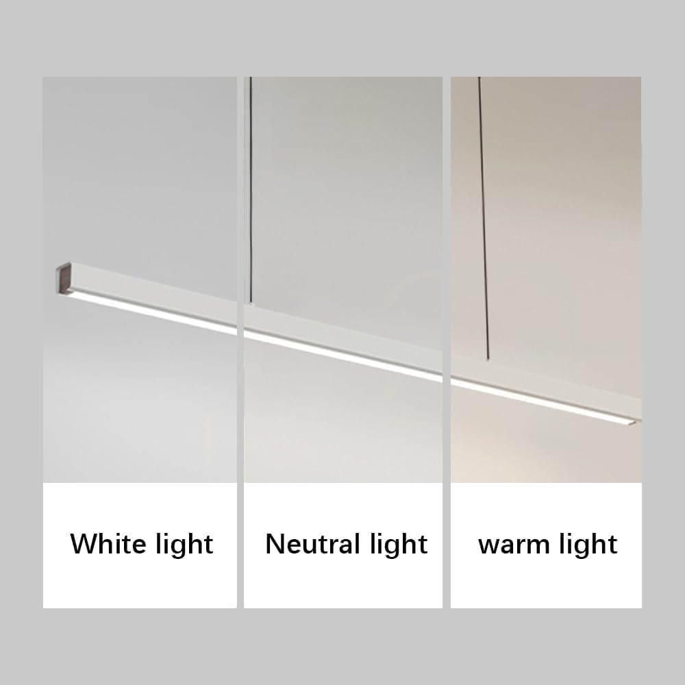 Nowoczesna minimalistyczna liniowa lampa wisząca LED, możliwość przyciemniania, 3000k-6000k, z pilotem, do jadalni, kuchni, na wyspę, do wejścia, garażu, stołu bilardowego (ciemna, 80 cm)