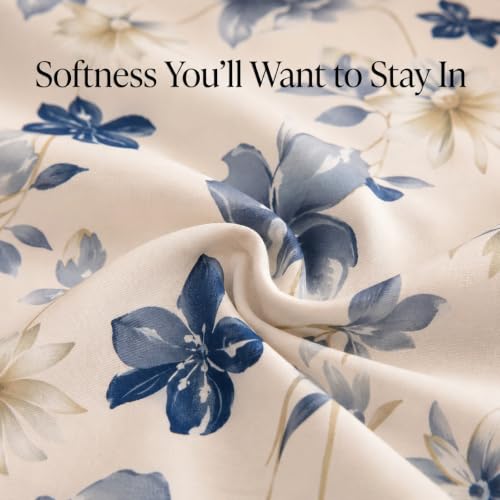 Image of BSB HOME 240 TC Cotton King Size Bedsheet, Premium Soft Breathable Floral Printed Double Bed Sheet, Bed Cover for Bedroom, Durable Bedding, 90 x 100 Inches (229 x 254 cm) - Pale Sand