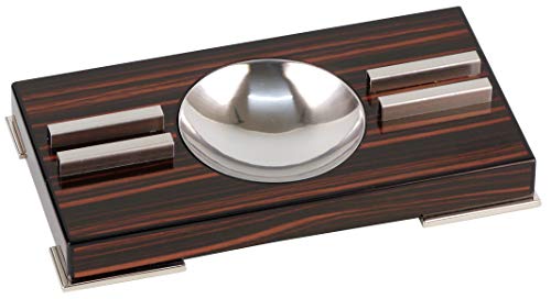GERMANUS Cigar Ashtray in Black Brown Wood for 2 Cigars, Black , Brown, 230 x 120 x 35 mm