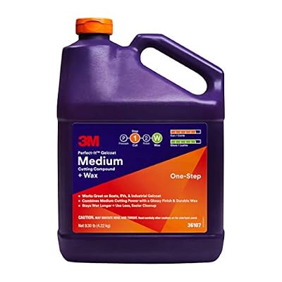 3M Perfect-It Gelcoat Medium Cutting Compound + Wax, 36107, 1 Gallon, One-Step Process, P1500 and Finer Scratches, Fiberglass Oxidation Remover for Boats and RVs