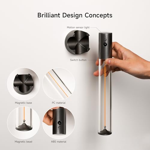 Image of AUGE LIGHT Motion Sensor Light Magnetic Body Sensor Wall Light Wall Sconce Rechargeable USB Torch Lights Cordless Handheld for Bedside Stair Hallway (Gray)