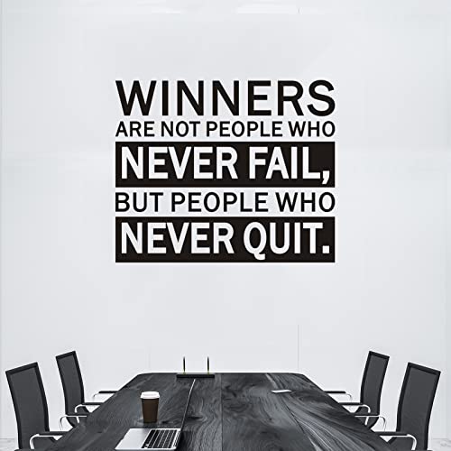 Vodoe Winners Are Not People Who Never Fail But People Who Never Quit Wall Stickers Office Gym School Classroom Wall Decals Inspirational Motivational Quotes Wall Art Decals Vinyl Sports Positive Fitness Garage Wall Decor 18"X15" #TOP2