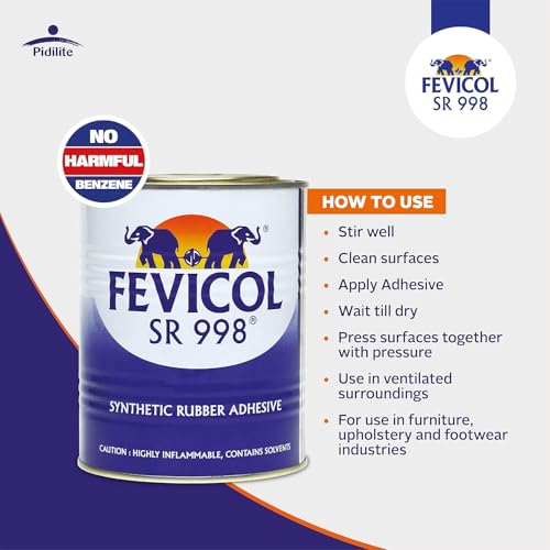 Image of Fevicol SR 998, 500ml | Best for Rubber, Fabric & Leather Furniture, Plywood, Lamination, Packaging, Crafts, DIY, Metal & Wood Bonding, Water & Heat Resistant, Fast Setting, Strong Durable Bond