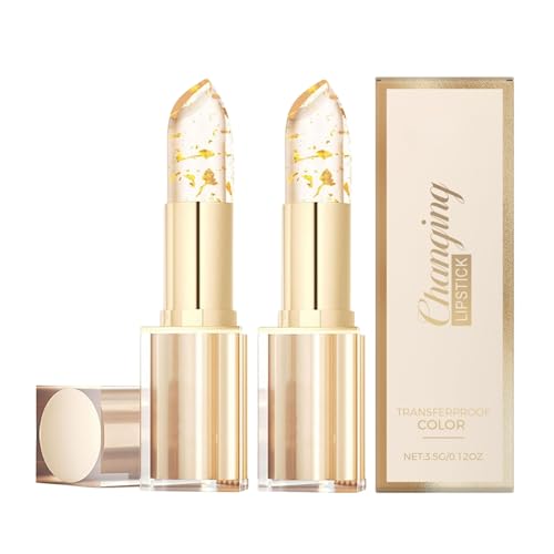 True Tone PH Wert Lippenstift Durchsichtig - 2 Stück Farbwechselnder Lippenstift 24 Stunden Halt - Lippenpflege mit Farbe - Glitzer Lipstick Temperature Farbwechsel - Lippenmaske Tinted Lip Balm