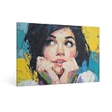 ERUOERTRD Art Canvas Poster Prints A beautiful woman with her hands clasped in front Housewarming Gift for Living Room Framed
