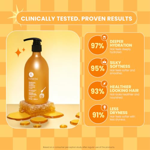 Image of Luseta Manuka Honey Shampoo for Dry & Dull Hair, Moisturizing 16.9 Oz | Deep Hydration, Frizz Control, Gentle Cleansing, Smooth Shine, Soft Finish, Sulfate Free