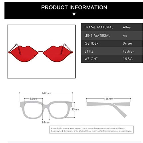Ishang Sexy Hot lips Sunglasses, Retro Fashion Ocean Style Small Frame Metal Lips Glasses for Women2