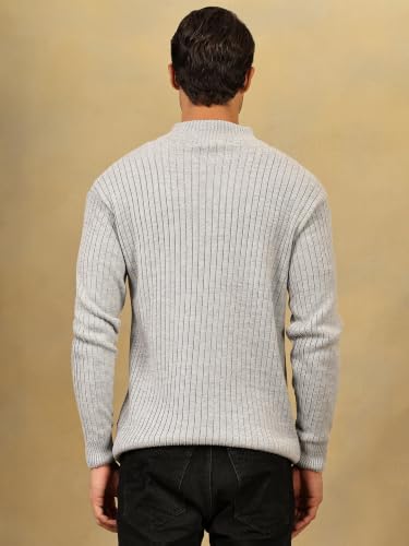 Image of Kvetoo Men High Neck Zipper Full Sleeve Woolen Winter Sweater