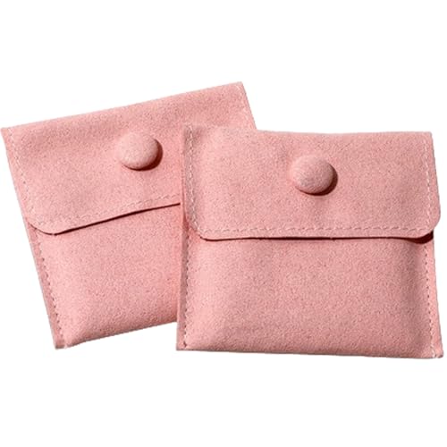 BFLCTTBD 2 Pcs Jewelry Bags Snap Button Velvet Bracelet Pouch Ring Storage Bags Earring Organizer Case Necklace Packaging Bag Pink