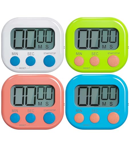 Digital Kitchen Timer for Cooking, 4 Pack Big Digits Loud...