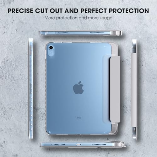 Image of GRIPP Ultra Transparent PC Back Case for iPad 10.9 inch (10th Generation, 2022), iPad 11 inch (A16, 2025), Trifold Stand, Pencil Holder, Auto Sleep /Wake - Grey