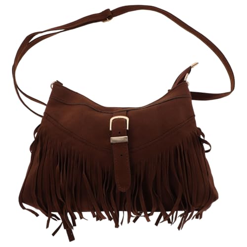 VANZACK Bolso Bandolera Mujer MarróN De Ante Con Flecos Estilo Bohemio ÉTnico Vintage Para Viajes Y Uso Diario VANZACK Bolso Bandolera Mujer MarróN De Ante Con Flecos Estilo Bohemio ÉTnico Vintage Para Viajes Y Uso Diario