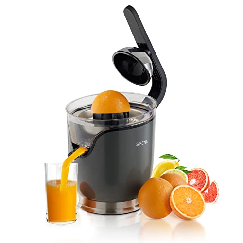 SiFENE Electric Citrus Juicer Machine Extractor, Stainless Steel Orange Juicer,2 cones for Lemons, Limes, Oranges,Grapefruit,with Soft Grip Handle and 150W motor, Easy to Clean, Anti-drip Spout