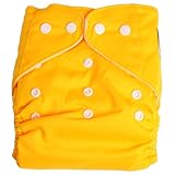 Adjustable Reusable Washable One Size Baby Cloth Diaper Diapers Nappy 1 Diaper + 2 Inserts Yellow