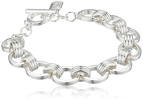 Chaps Women's Chain Link Toggle Flex Link Bracelet, Silver #TOP25