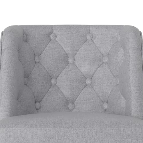 Set de 2 Butacos Modernos Giratorios de Barra - Sillas de 26'' con Respaldo - Tapizado en Lino Gris Claro, Asiento Cómodo, Reposapiés de Hierro Resistente - Ideal para Isla de Cocina y Bar Hogareño miniatura 5