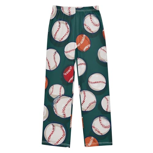 ZZXXB Baseballs Boys Long Pants Soft Trousers Elastic Waist Kids Lounge Bottoms with Pockets S-XL
