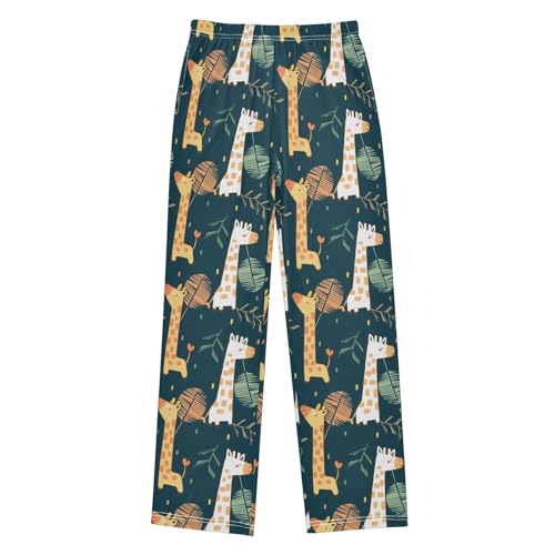 Giraffe Leaf Boys Long Pants Soft Trousers Elastic Waist Kids Lounge Bottoms with Pockets S-XL