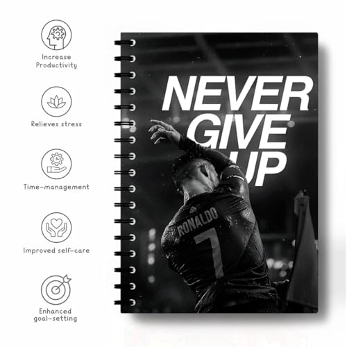 Image of Zenithink Daily Planner Undated KIT with 3 Bookmarks | 60+Stickers - 350gsm A5 Size Hard Bound, 80 GSM - 164 pages | Day | Weekly | Monthly Pages (Never Give Up - Daily Planner Get Things Done) | 4 Months