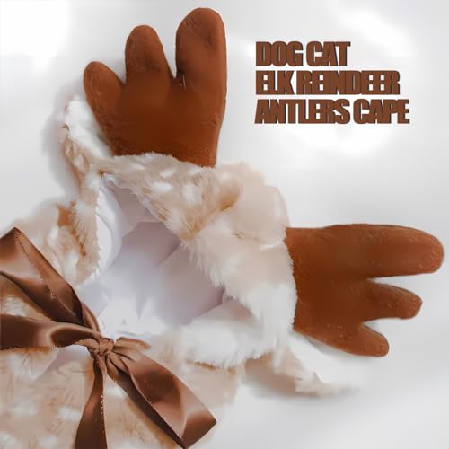 Fantasia de cachorro roupas de Natal para animais de estimação, capa ajustável para chifres de rena