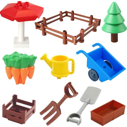 Mirthben Duplo Juego de accesorios, extensión con vallas, árboles y muebles, compatible con todas las piedras DUPLO | Construcción creativa a partir de 3 años