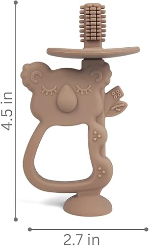 Miniatura 6 de Ali+Oli Cepillo de dientes para bebé (pardo), cepillo de dientes de silicona suave para niños de 6 a 18 meses, cuidado bucal del bebé, limpieza de